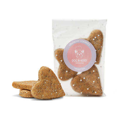 I Woof You hundgodis – hjärtformade hundkakor närbild