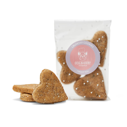 I Woof You hundgodis – hjärtformade hundkakor närbild