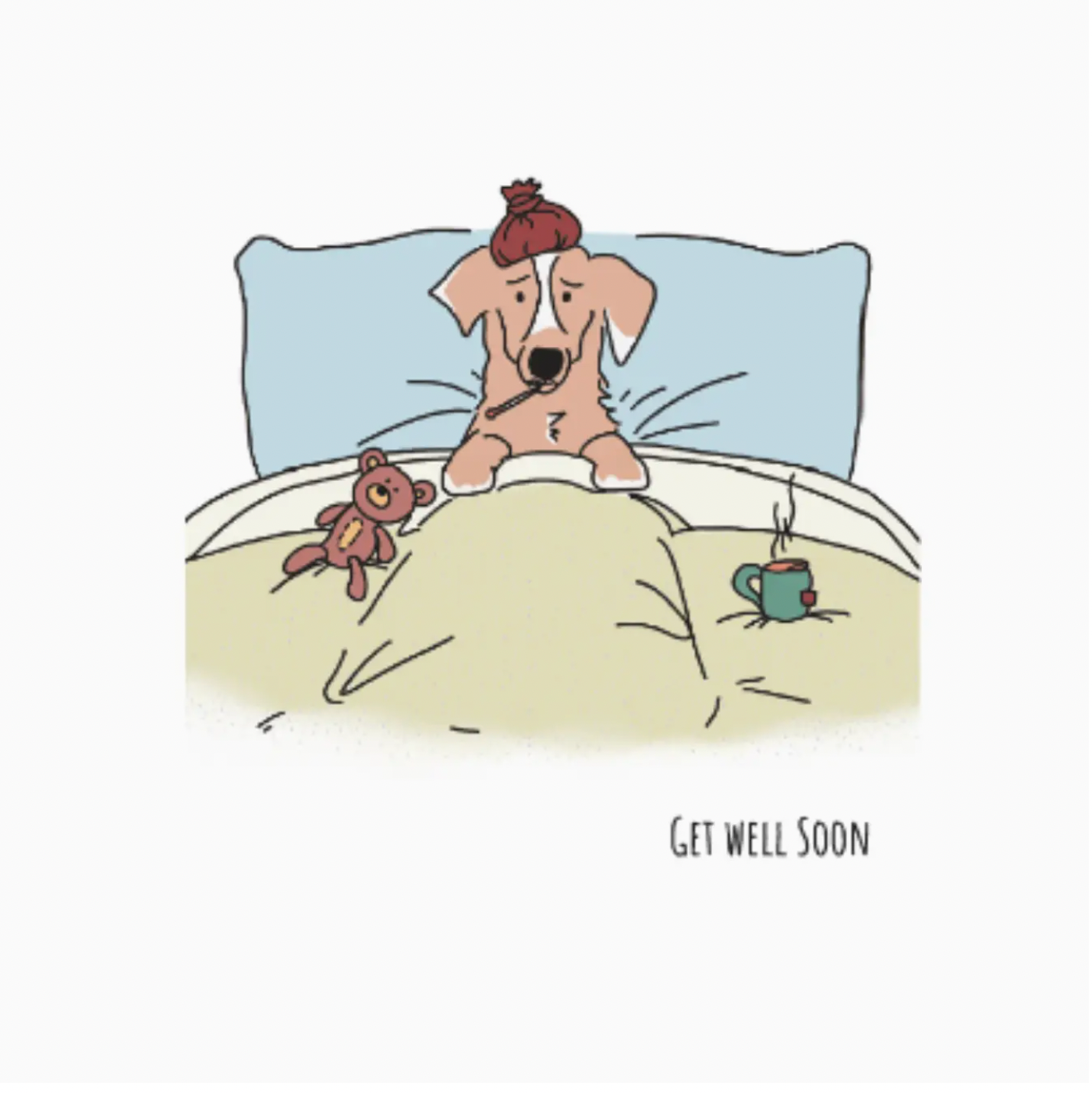 Ätbart Vykort Get Well Soon | Hundgodis Bacon