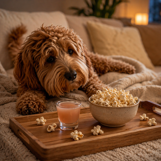 Netflix & Chill – hunddrink och pupcorn present för hund

