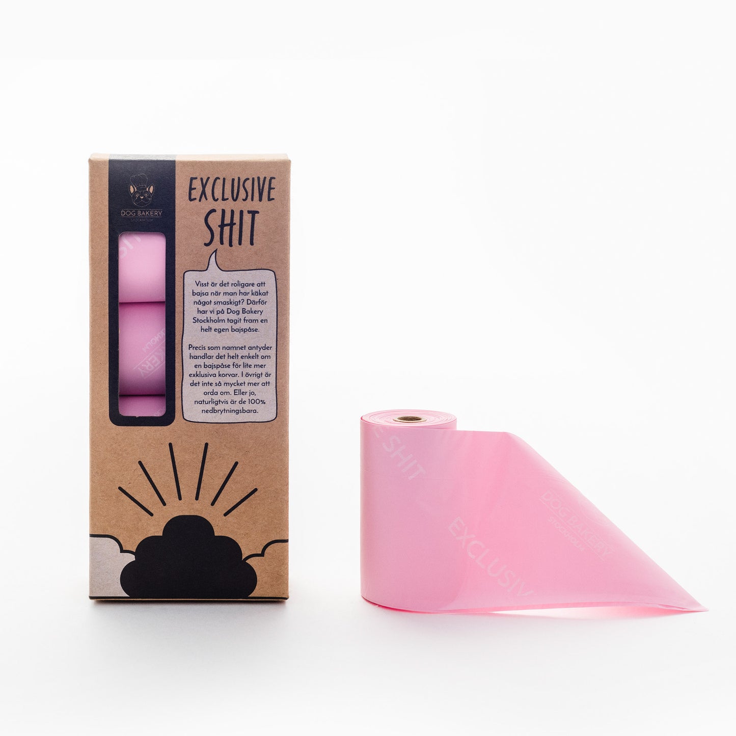 Rosa, exklusiva och miljövänliga hundbajspåsar. Pink, exclusive and environmental friendly dog poop bags.